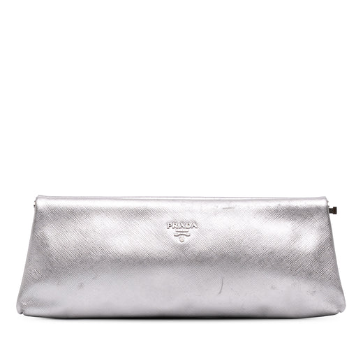 Metallic Saffiano Frame Clutch - Image 1