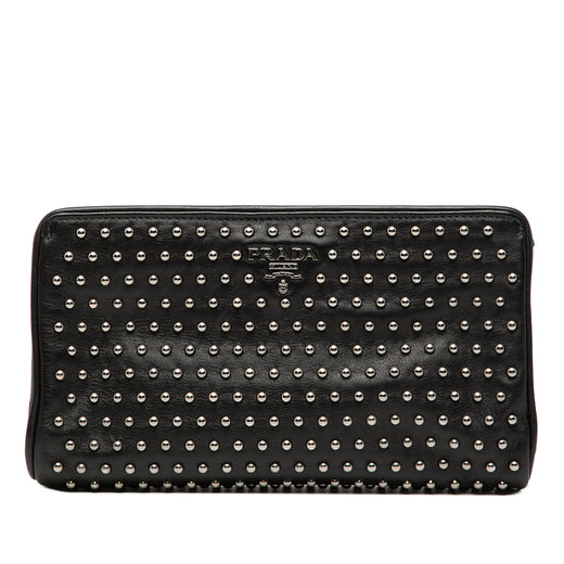 Studded Leather Clasp Clutch - Image 1