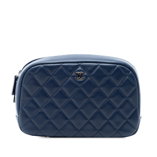 Large Quilted Lambskin Curvy Cosmetic Pouch - Image 1
