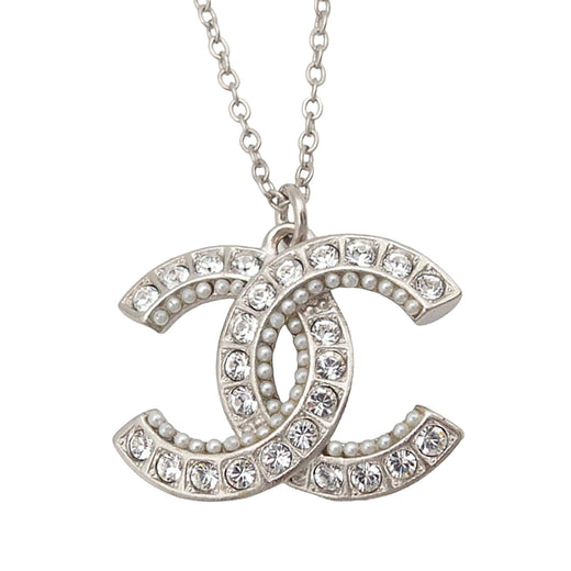 CC Brass Strass and Faux Pearl Pendant Necklace - Image 1