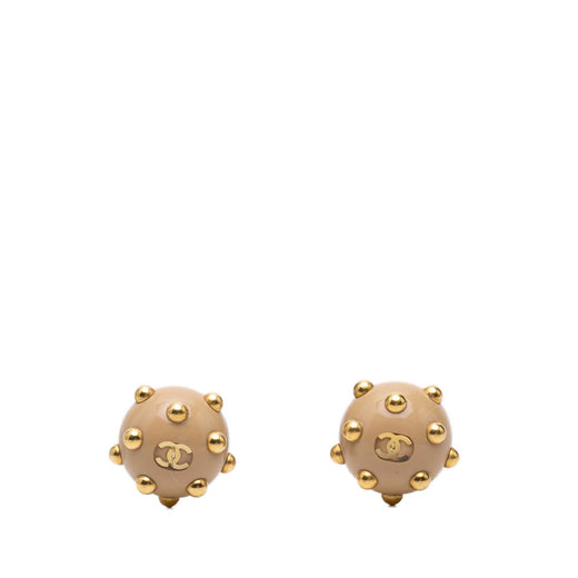 CC Resin and Gold Plated Studded Clip On Earrings - Image 1