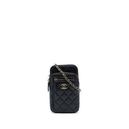 CC Quilted Lambskin Phone Holder With Chain - Image 1