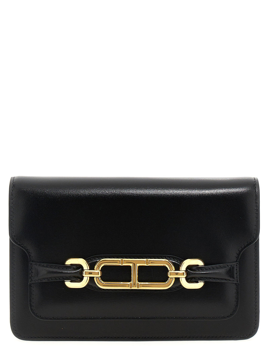Tom Ford Leather With Gold-Tone Hardware Crossbody Bag — Black