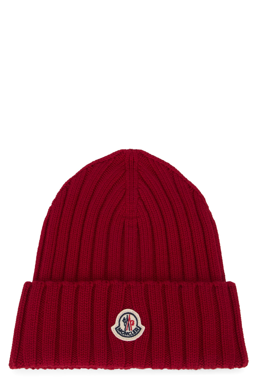 Moncler L20933b00036 Ribbed Virgin Wool Beanie — Red Berets