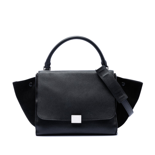 Medium Drummed Calfskin and Suede Trapeze Satchel - Image 1
