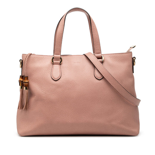 Leather Bamboo Tassel Satchel - Image 1