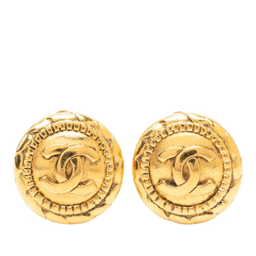 CC Gold Plated Round Clip On Earrings - Image 1