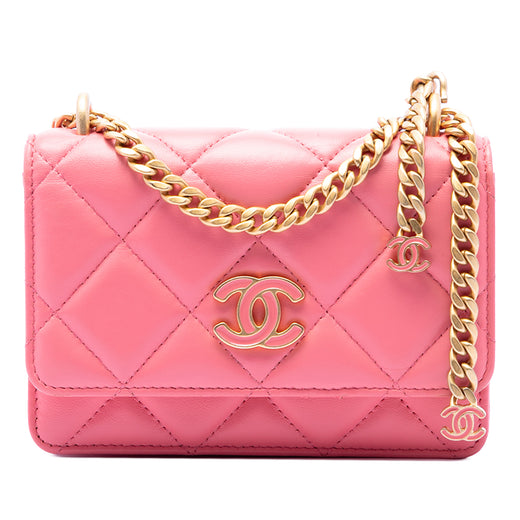 Mini Quilted Lambskin Pending CC Wallet On Chain - Image 1