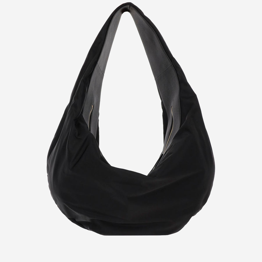 Khaite Nylon And Calfskin Hobo Bag — Black