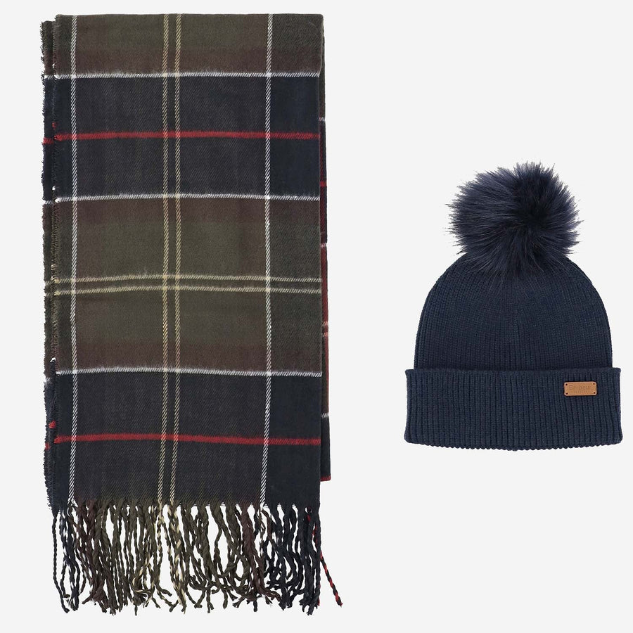 Barbour Scarf And Beanie Set — Multicolor Hat: Viscose Scarfs