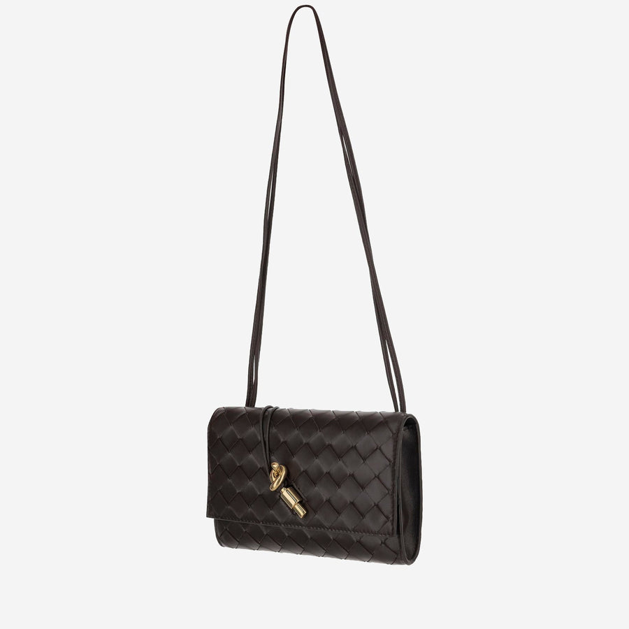Bottega Veneta Andiamo Clutch — Brown Lambskin