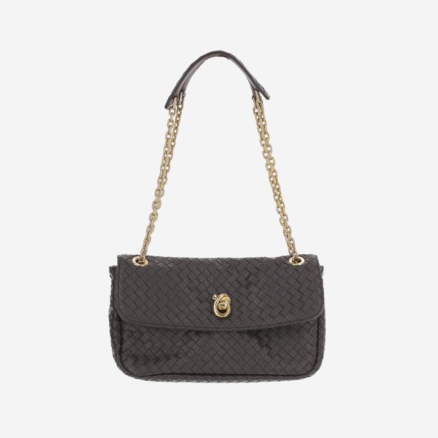 Bottega Veneta Madison Shoulder Bag — Brown Lambskin