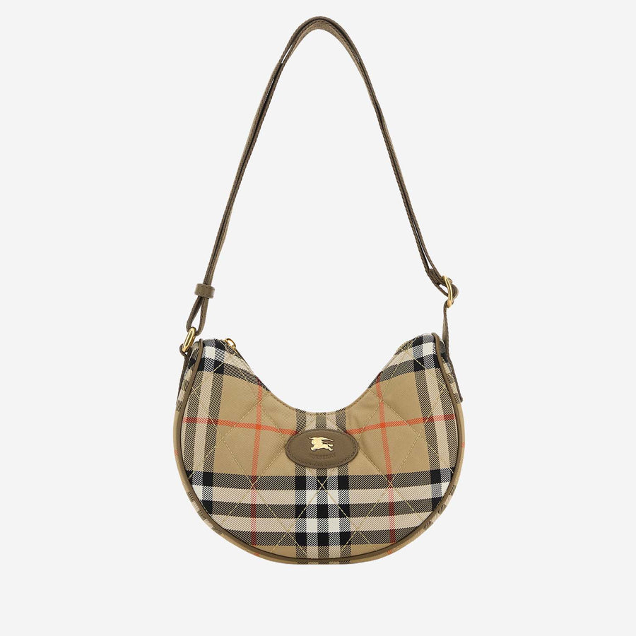 Burberry Signature Check Nylon Shoulder Bag — Beige