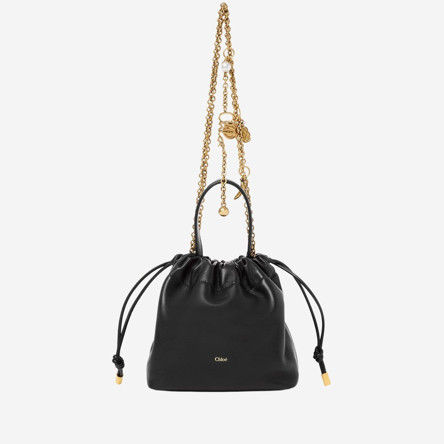 Chloé Leather Drawstring Shoulder Bag — Black