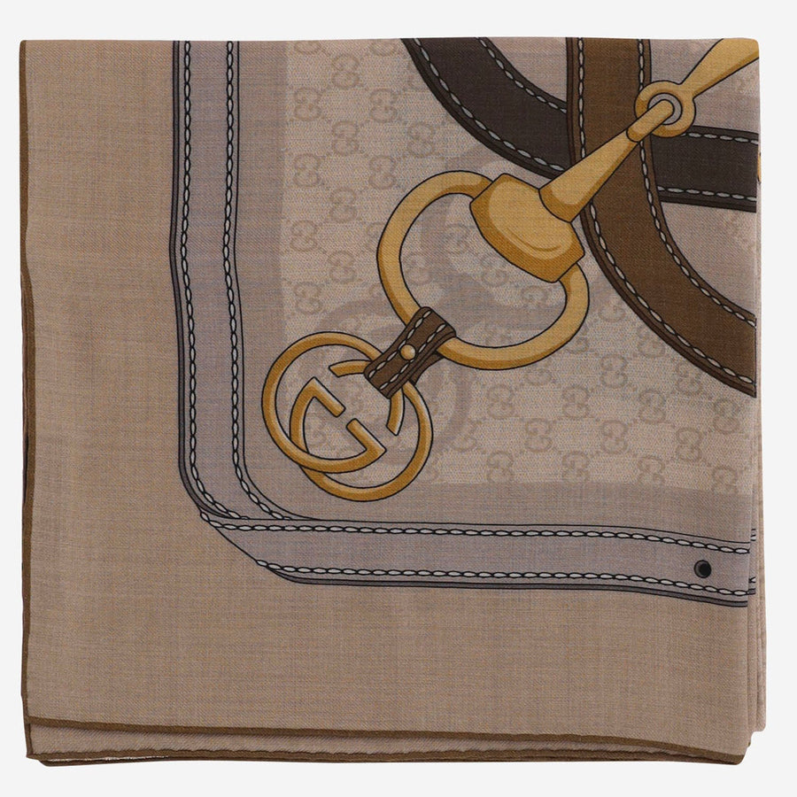 Gucci Wool And Silk Scarf — Beige Scarfs