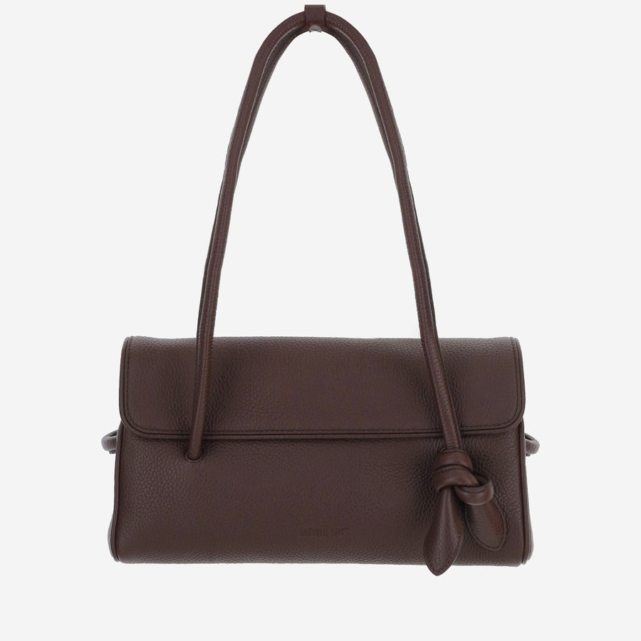 Jacquemus Embossed Hammered Leather Shoulder Bag — Brown Calf