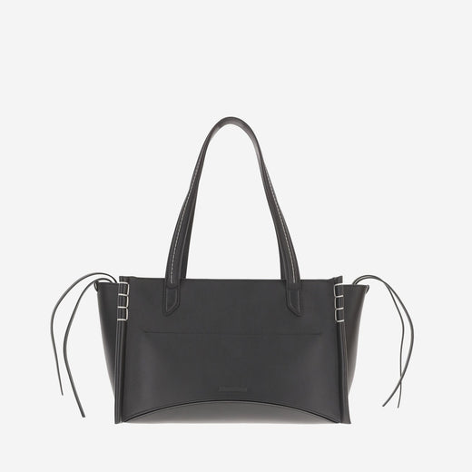 Jw Anderson Elongated Cabas Shoulder Bag — Black Leather