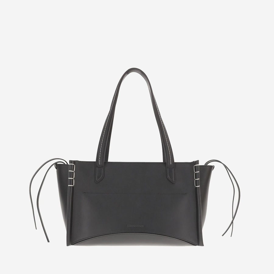 Jw Anderson Elongated Cabas Shoulder Bag — Black Leather