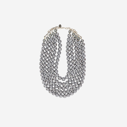 Lisa C Multistrand Pearl Bead Necklace — Gray Plastic Necklaces