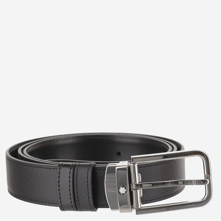 Montblanc Reversible Leather Belt — Black