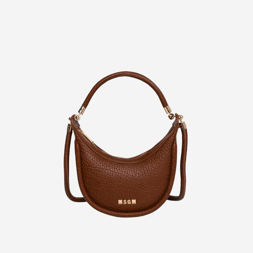 Msgm Pebbled Faux Leather Shoulder Bag — Brown