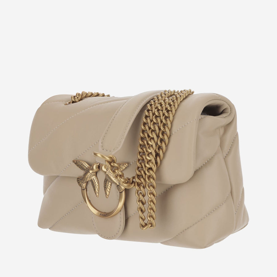 Pinko Love Mini Puff Shoulder Bag — Beige Leather