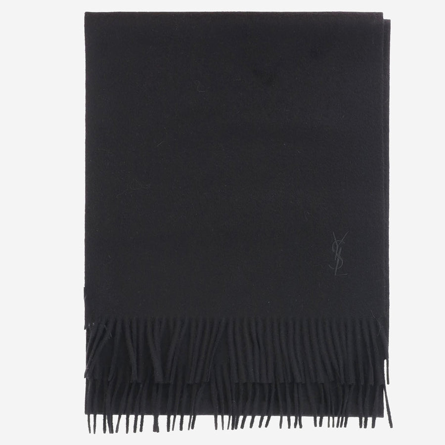 Saint Laurent Cashmere Logo Scarf — Black Scarfs