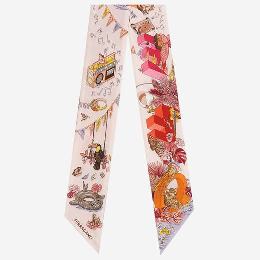 Ferragamo Silk Bandeau Jungle Party Print Scarf — Multicolor Scarfs