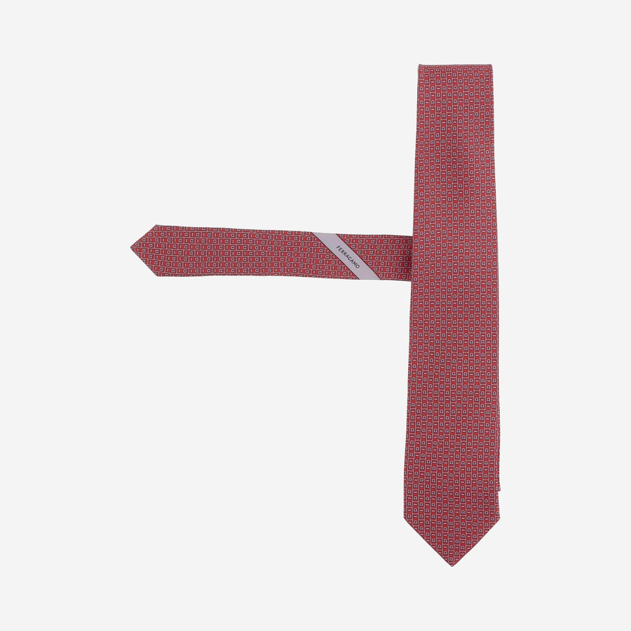 Ferragamo Patterned Silk Necktie — Red Neckties