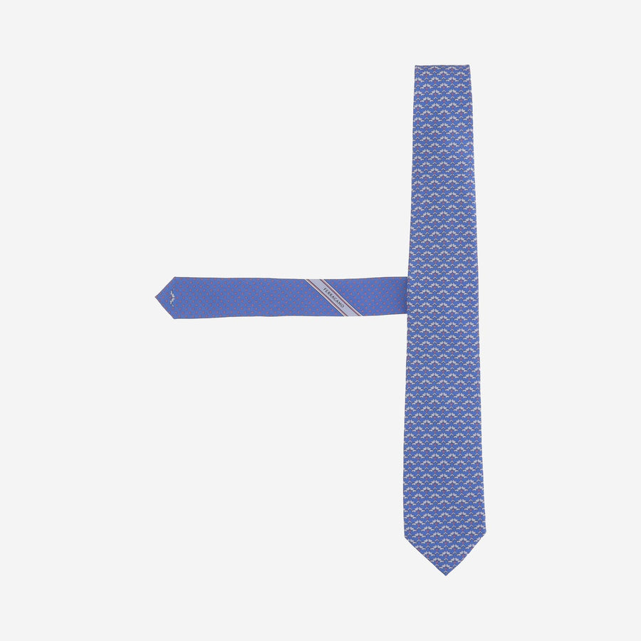 Ferragamo Silk Jacquard Necktie — Blue Neckties