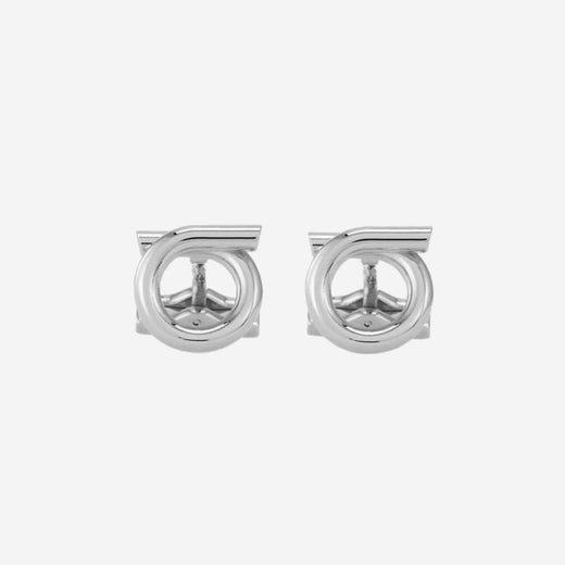 Ferragamo Brass Hook Design Cufflinks — Silver Accessory