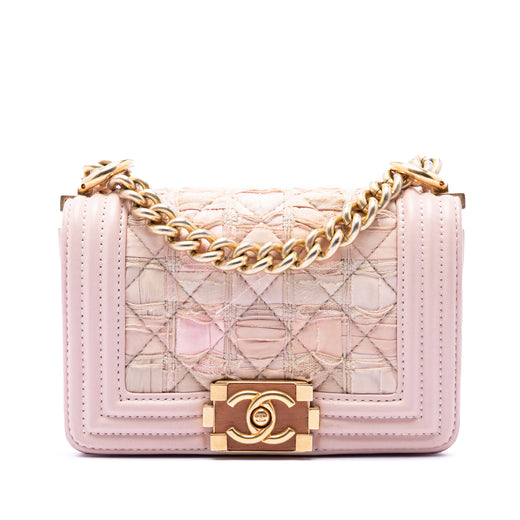 Mini Quilted Tweed and Lambskin Boy Flap - Image 1