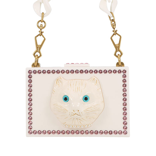 Acrylic Crystal Cat Face Box Clutch On Chain - Image 1