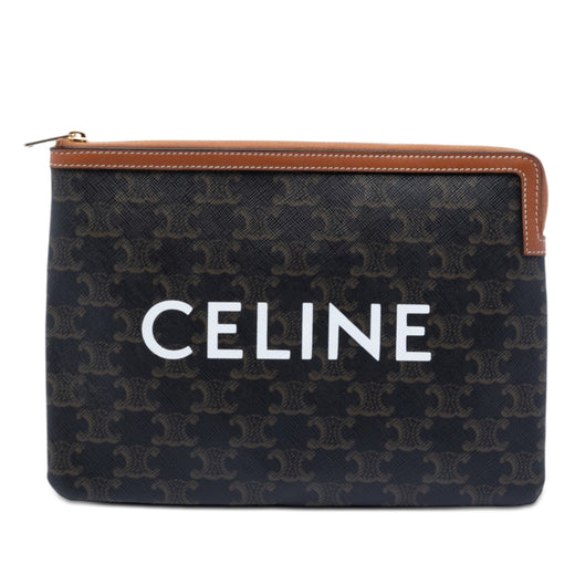 Small Triomphe Coated Canvas Clutch - Image 1