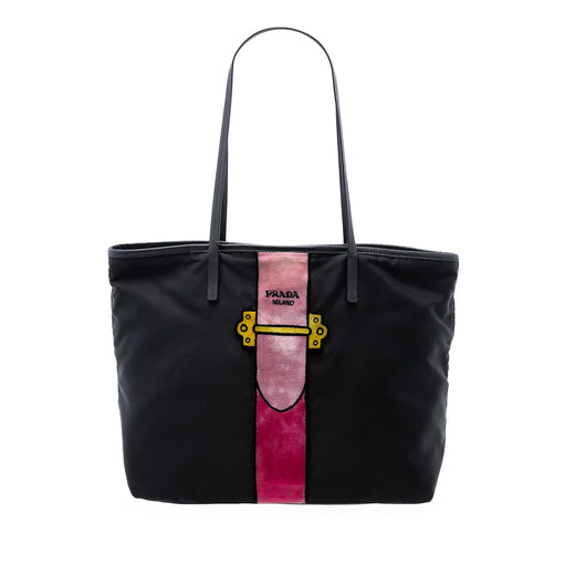 Tessuto Velluto Ricamo Trompe L oeil Tote - Image 1