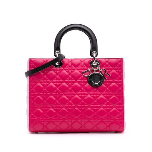 Large Tricolor Lambskin Cannage Lady Dior - Image 1
