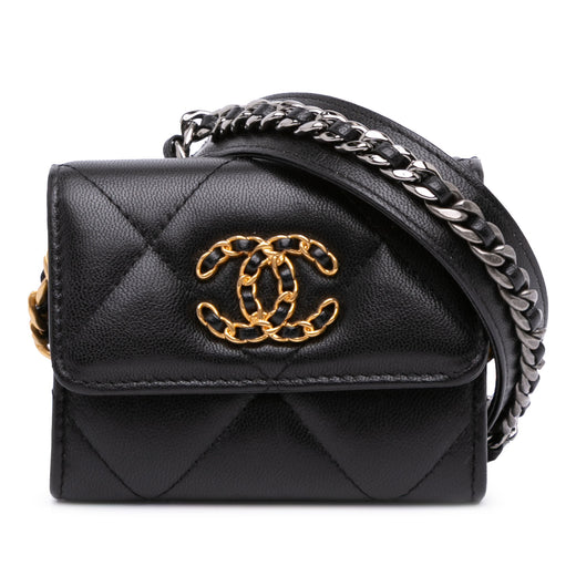 Quilted Lambskin 19 Flap Coin Purse With Chain - Image 1