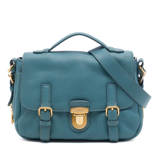 Vitello Daino Push Lock Double Buckle Messenger Bag - Image 1