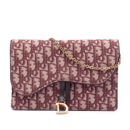 Oblique Canvas Saddle Wallet On Chain - Image 1