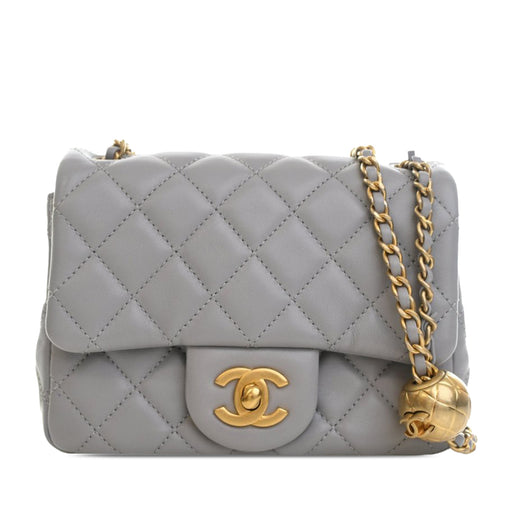 Mini Square Classic Lambskin Pearl Crush Single Flap - Image 1