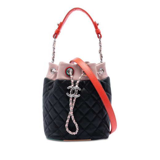 CC Multicolor Quilted Lambskin Cuba Drawstring Bucket Bag - Image 1