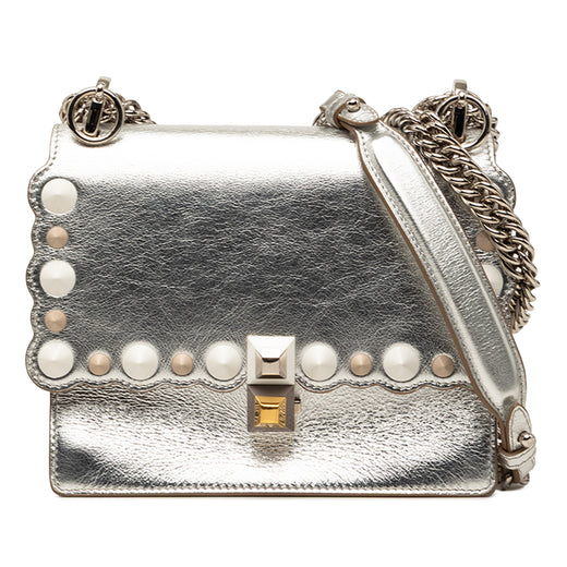 Mini Scalloped Metallic Leather and Pearls Kan I Crossbody - Image 1