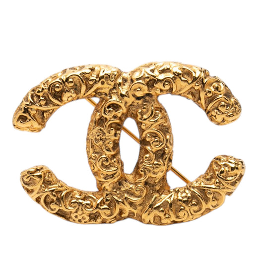 CC Gold Plated Baroque Embossed Brooch - Image 1