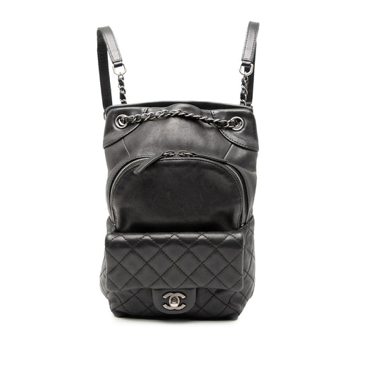 Small CC Calfskin Drawstring Flap Backpack - Image 1