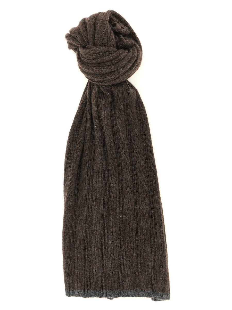 Brunello Cucinelli Ribbed Cashmere Scarf — Brown Pure Scarfs