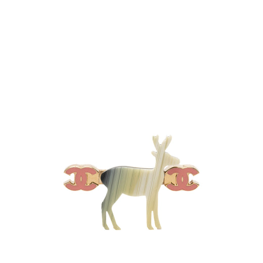 CC Gold Plated and Gradient Resin Reindeer Brooch - Image 1