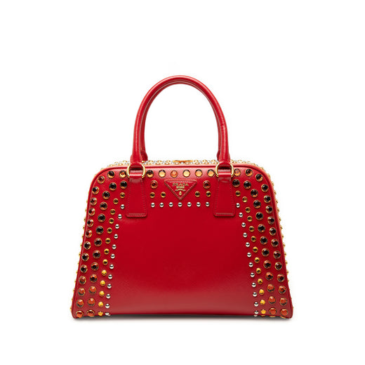 Saffiano Vernice Pyramid Studded Frame Bag - Image 1