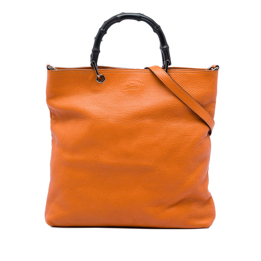 Tall Leather Bamboo Shopper Tote - Image 1