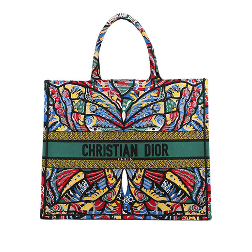 Large Embroidered Canvas Butterfly Book Tote - Image 1