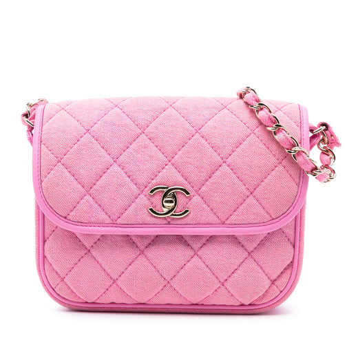Small CC Quilted Denim Messenger Flap - Image 1
